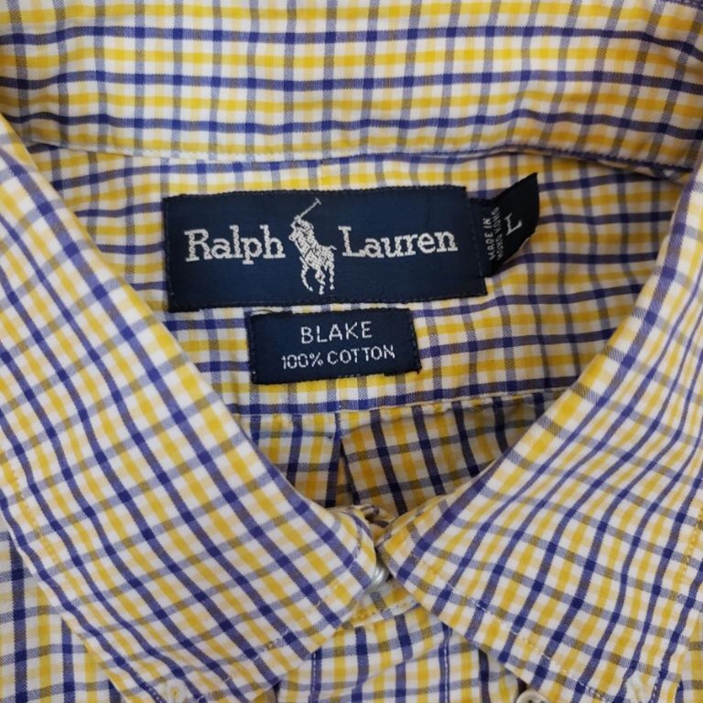 Ralph Lauren Polo Yellow Blue Plaid Button Down